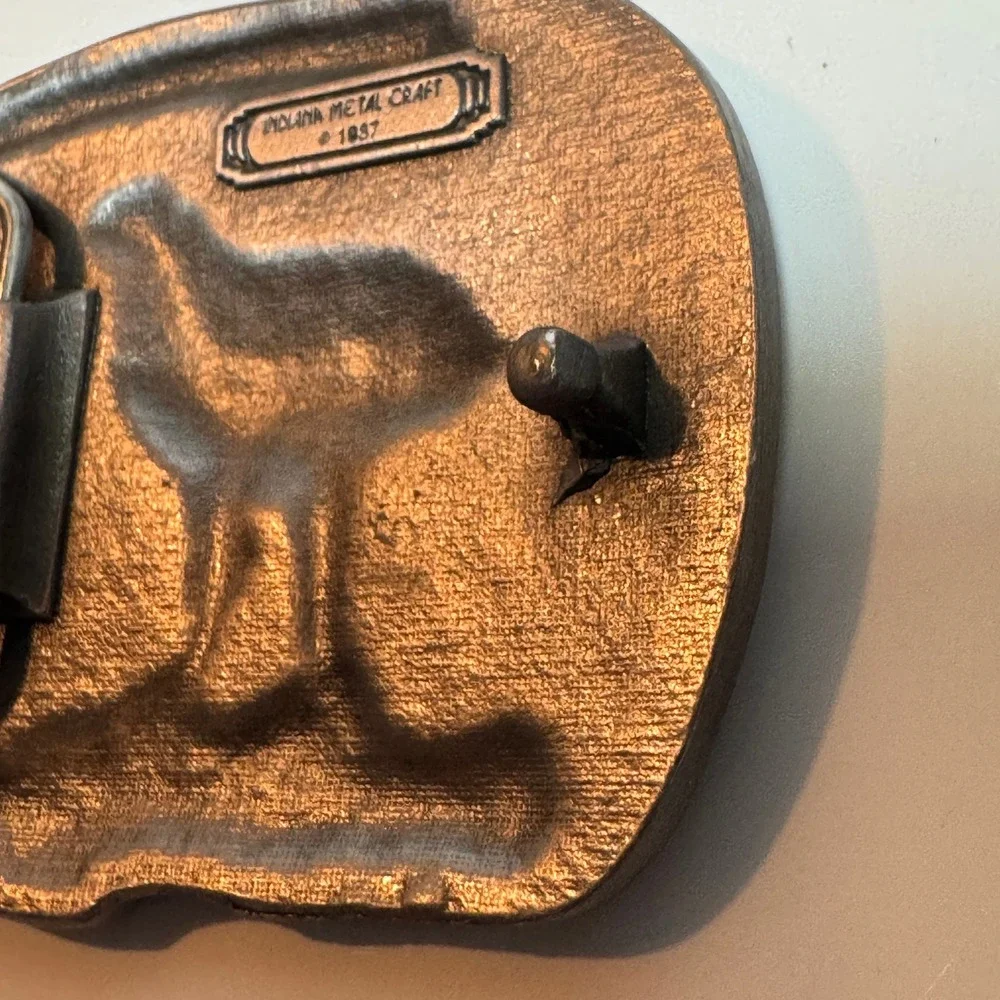 Vintage USA Made Eagle Nest Born Free Belt Buckle Pewter‎ Metal 1987